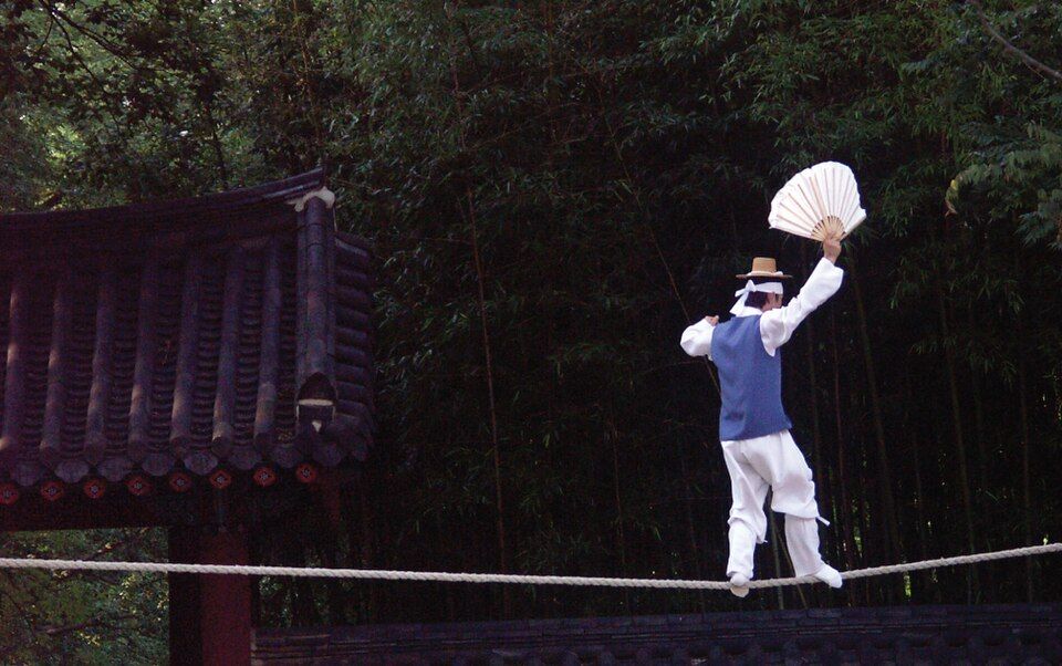 Tightrope walker balancing, a whole-nervous-system reference figure