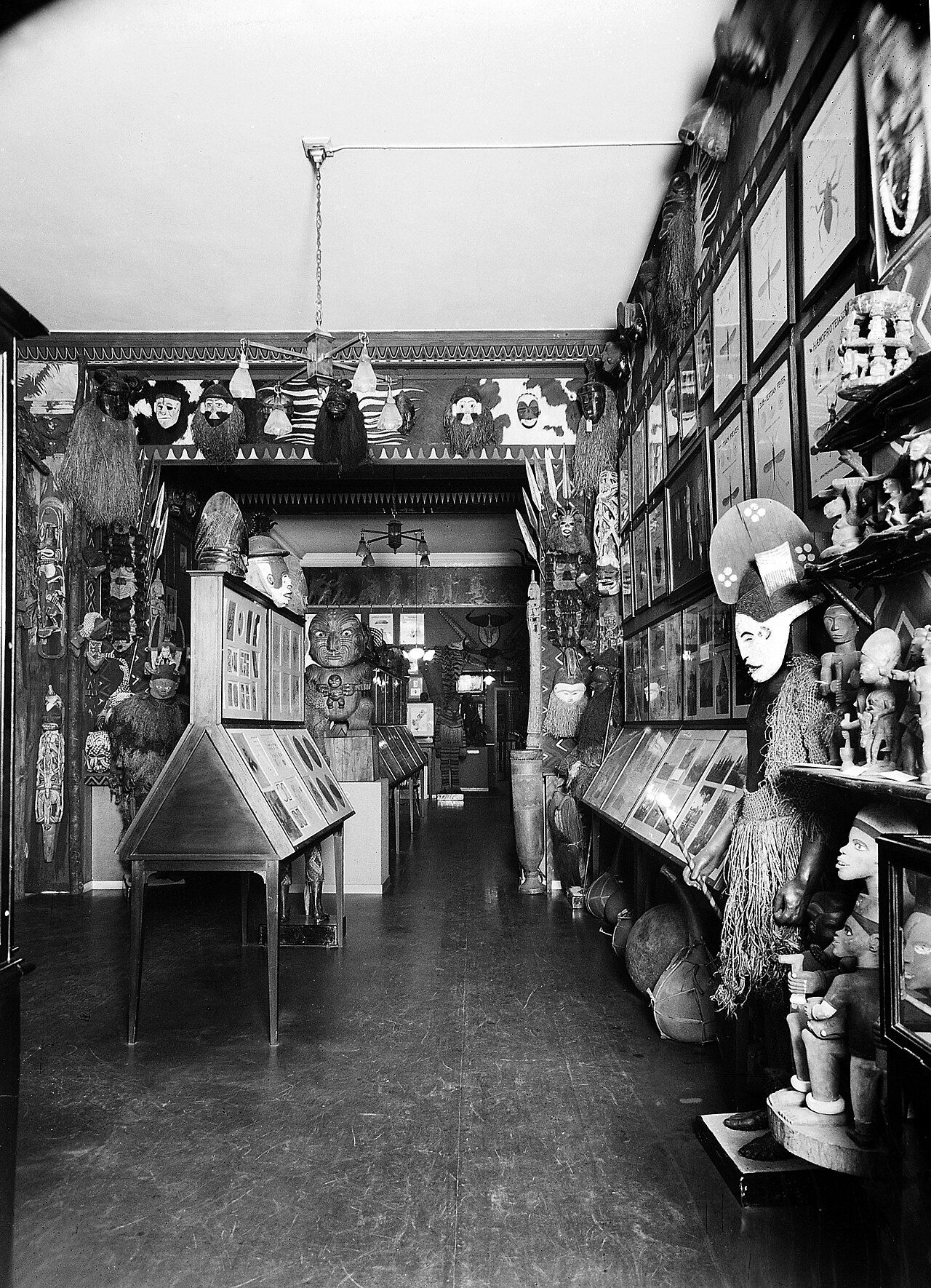 A museum gallery displaying healing objects gathered from many different societies