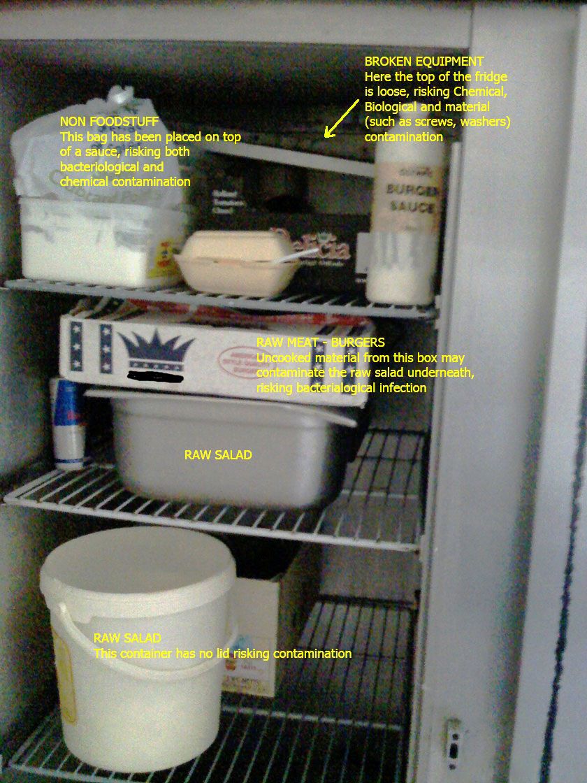 Food stored on shelves inside a refrigerator