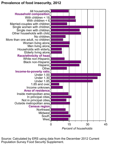 Chart showing rates of food insecurity by household type