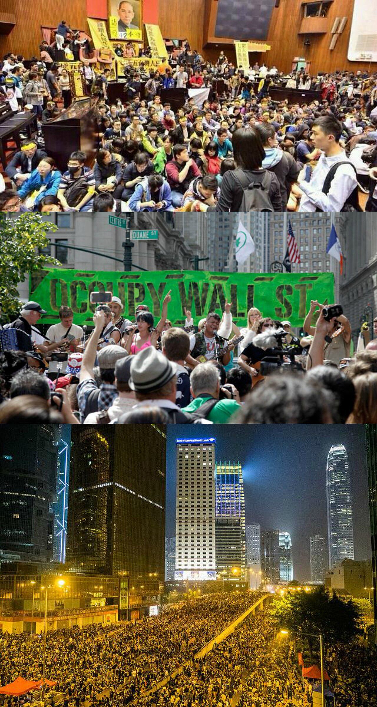 A large crowd gathered at an Occupy demonstration