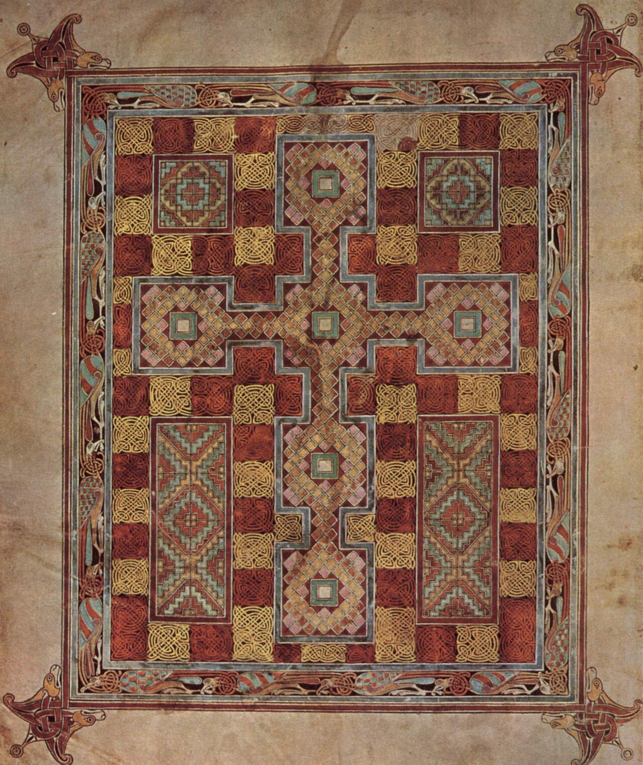 Insular manuscripts such as the Lindisfarne Gospels, made around 700, show monastic scriptoria fusing Mediterranean Christianity with Celtic and Germanic ornament.