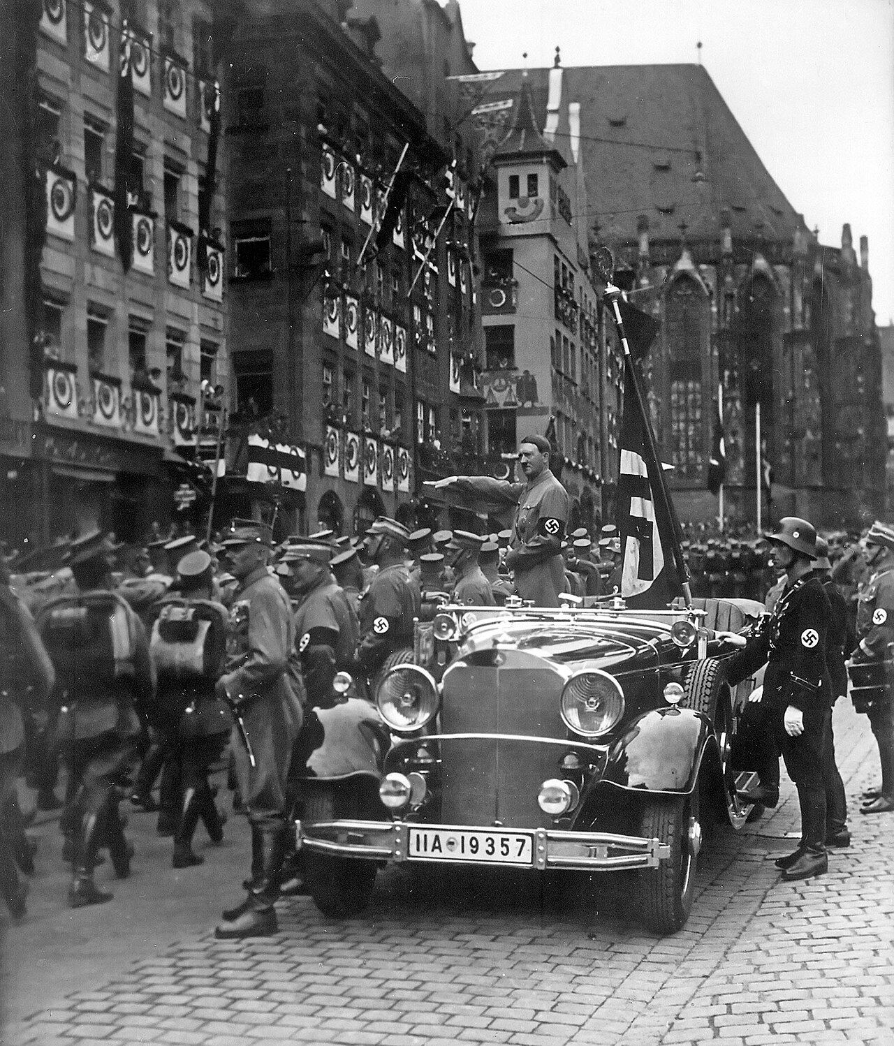 The Nuremberg party rallies staged the Nazi claim that the individual dissolved into a disciplined national community.
